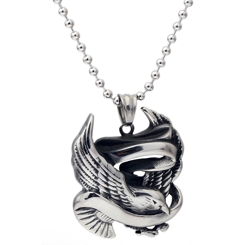 316L Stainless Steel Zodiac Cock Shape Pendant & Necklace  With Steel Ball Chain Necklace Funny Walking Chicken Necklace