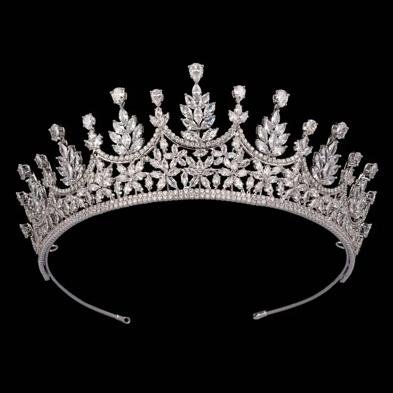 HADIYANA Stylish Exquisite Gold Silver Color Tiaras And Crowns for Women Wedding Hair Jewelry BC6446 Cubic Zirconia Luxury