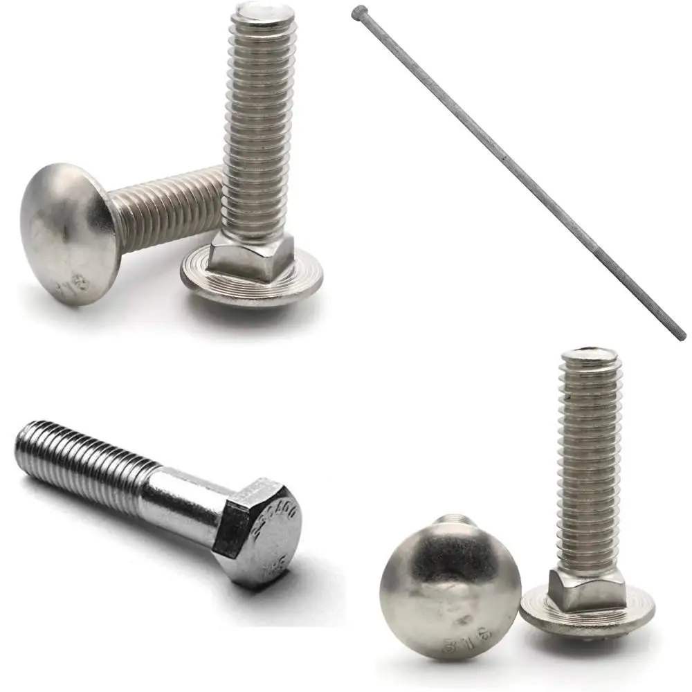 

Болты с кареткой из нержавеющей стали 316, 3/8-16 x 2-3/4 дюйма, набор из 25 долговечных высокопрочных крепежных деталей