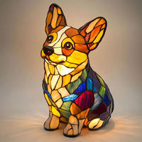 Corgi Lamp And Pug Lamp Dog Series Art Night Light Stained Resin French Bulldog Tabletop Night Light Cute Pet Dogs Desktop Decor