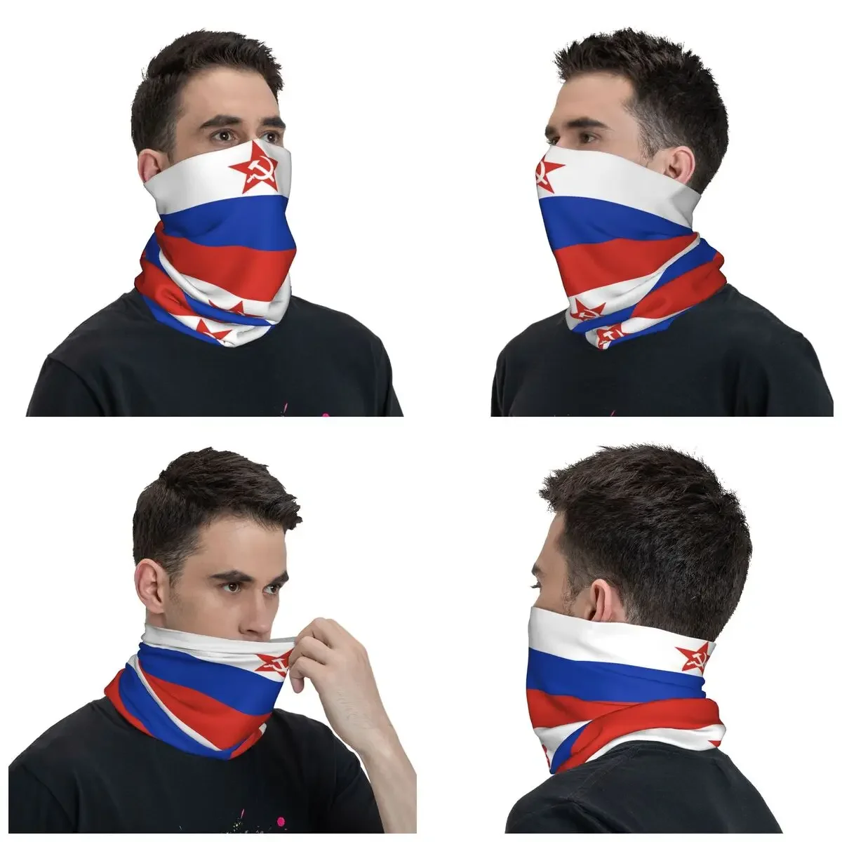 Modern Russia Flag Social Bandana Neck Gaiter Balaclavas Wrap Scarf Warm Headband Running for Men Women Adult Washable