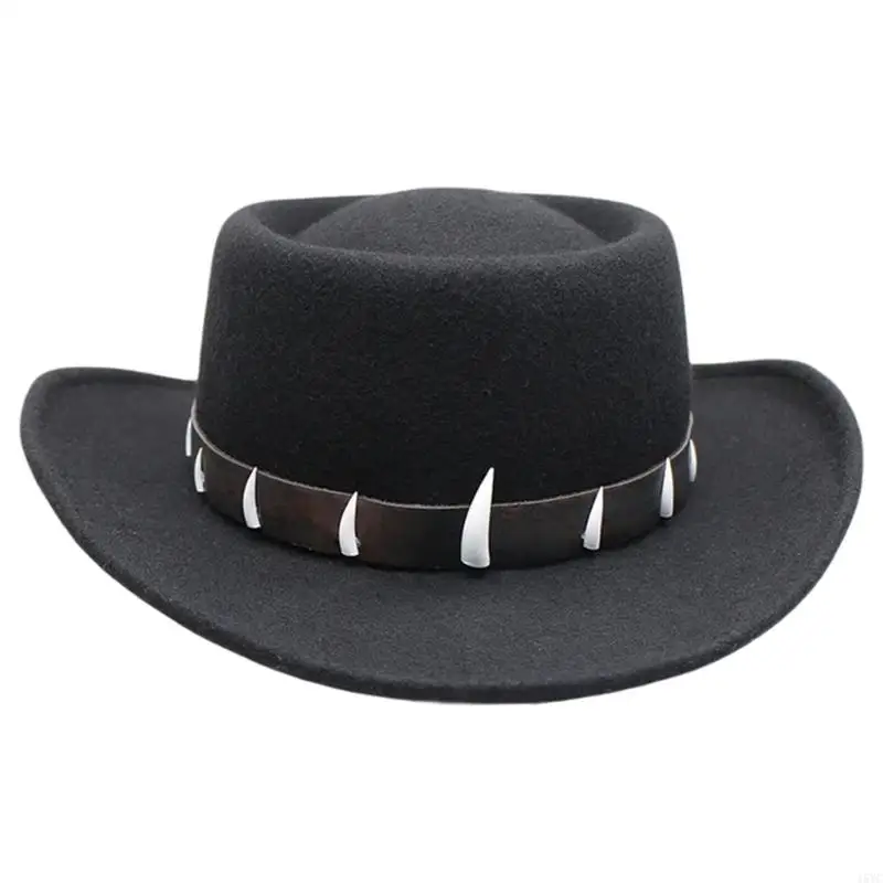 

15YC Breathable Fedoras Hat with Faux Ethnic Decors PU Belt Jazzy Hat for Formal Event and Casual Wear Stage Performances