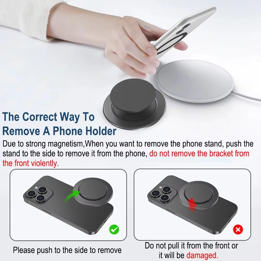 Magnetic Folding Phone Grip Holder Socket For Kindle Adapter Ring for MagSafe Included Finger Holder Magnetic Griptok For iPhone view 4