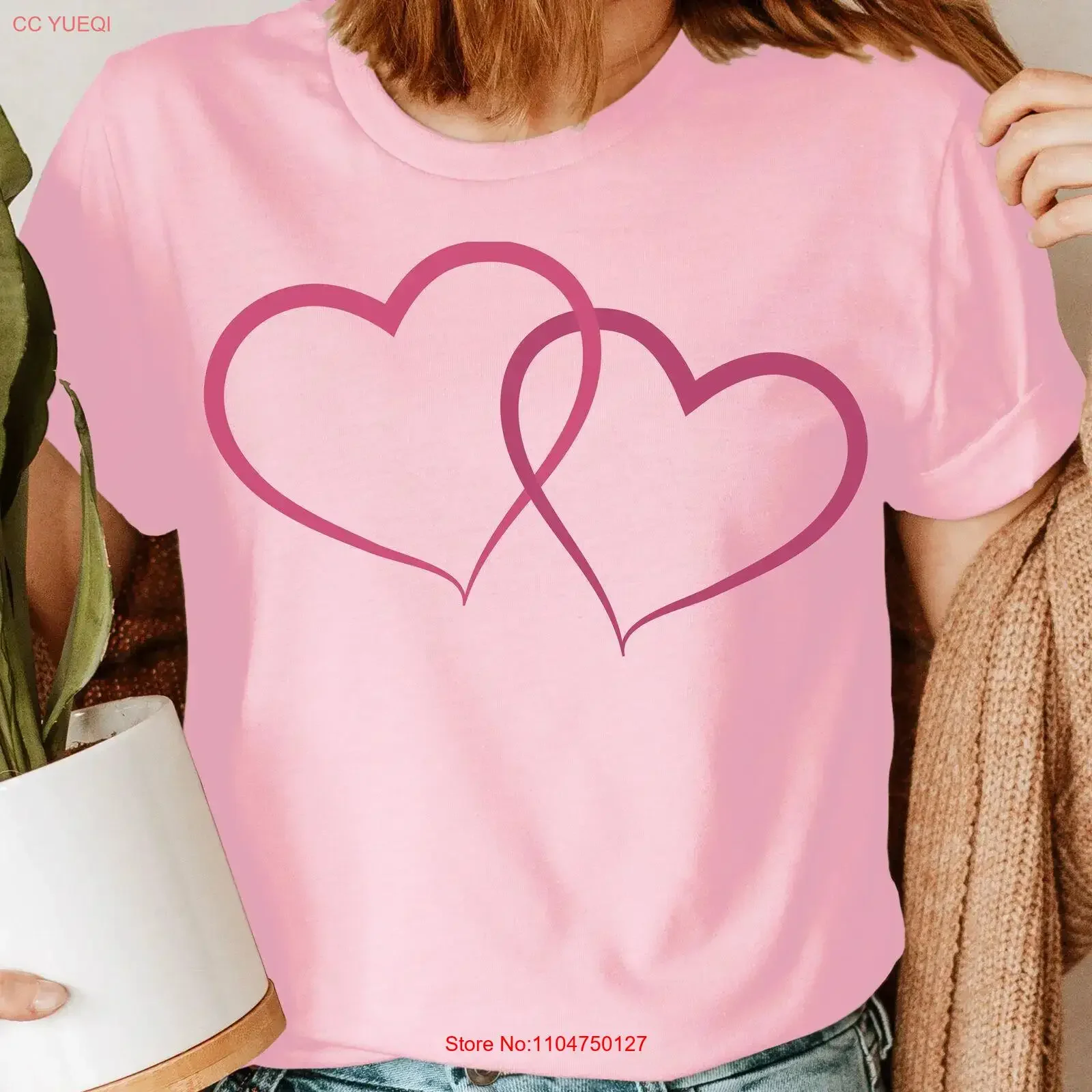 Twin Heart Love Girlfriend Wife Wifey Novelty Womens T Shirt Top ADN vintage Washed Unisex Comfortable Versatile