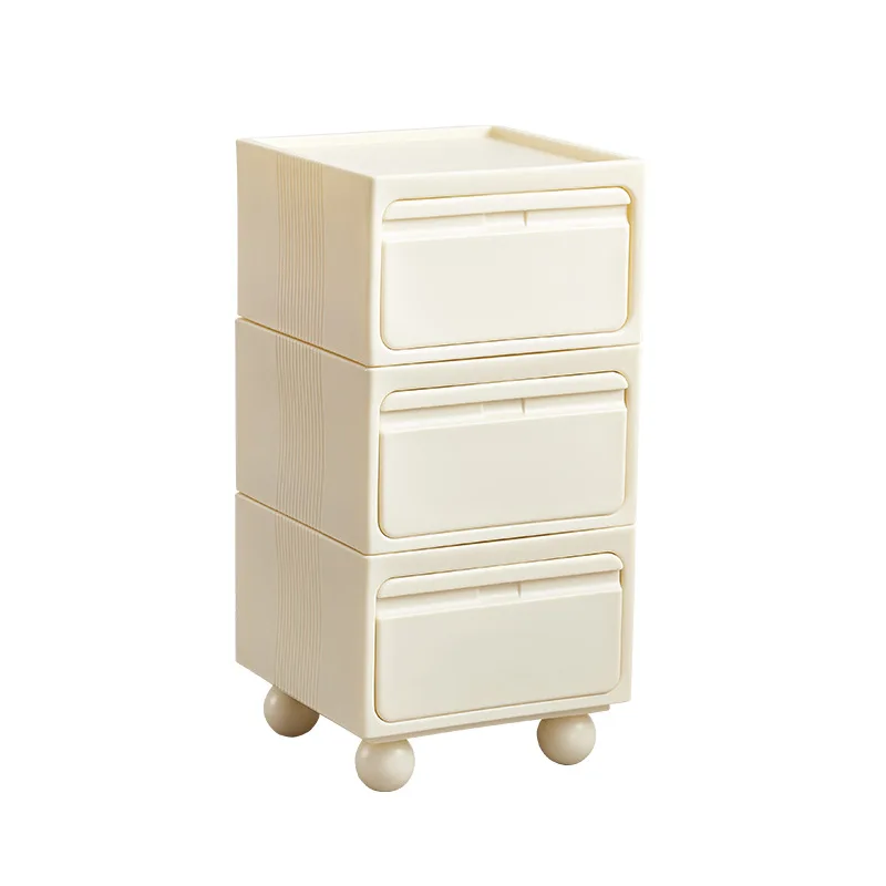 

Cream wind bedside table, drawer type living room sofa side table, bedroom multi-layer locker