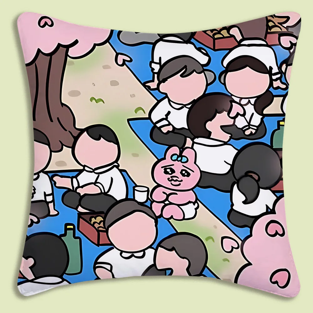 Kawaii O-Opanchu Usagi Pillow Covers Cartoon Sofa Decorative Home Double-sided Printing Short Plush Cute Cushion Cover