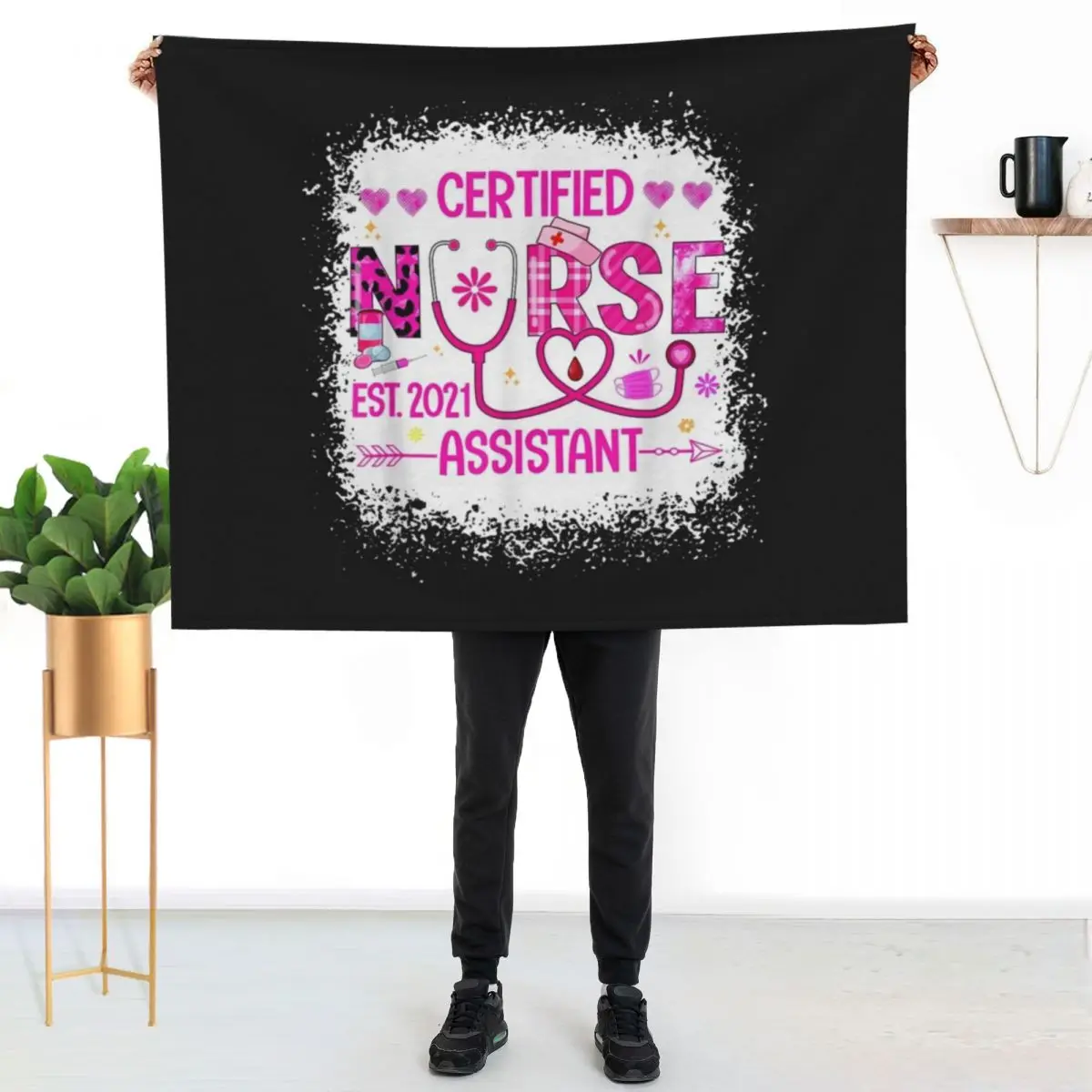 Certified Nurse Assistant Est 2021 CNA Nursing Aide Women TShirt137 Throw Blanket