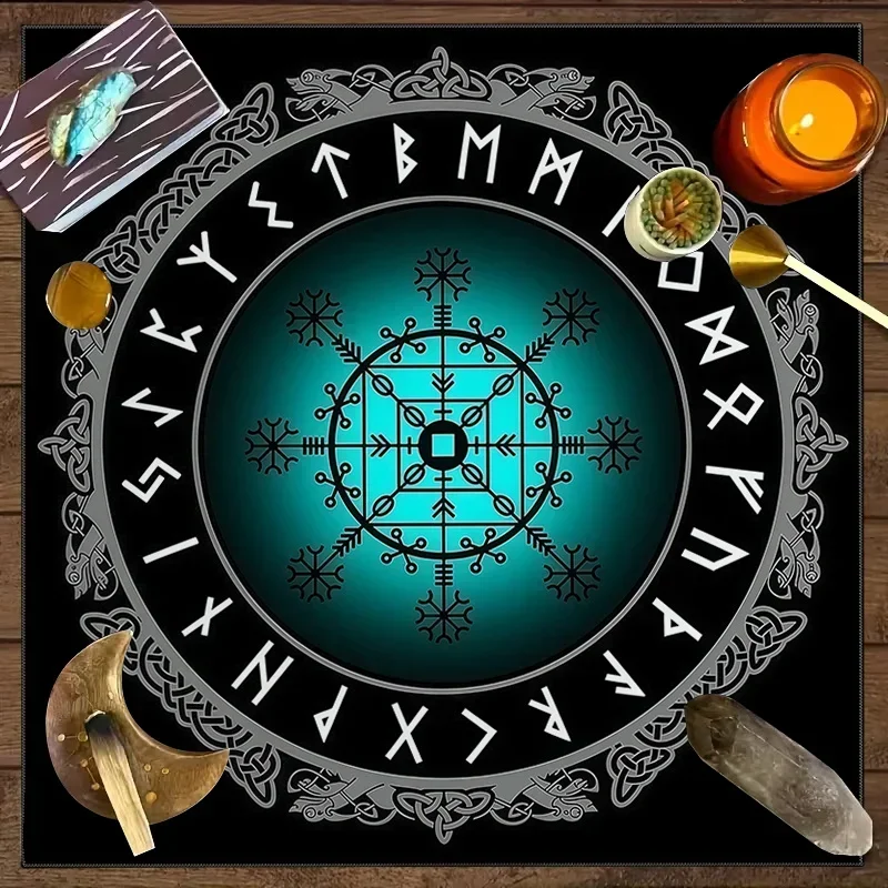 Nordic Viking Compass Pattern Tarot Tablecloth Mysterious Design Desktop Atmosphere Decoration For Games And Parties