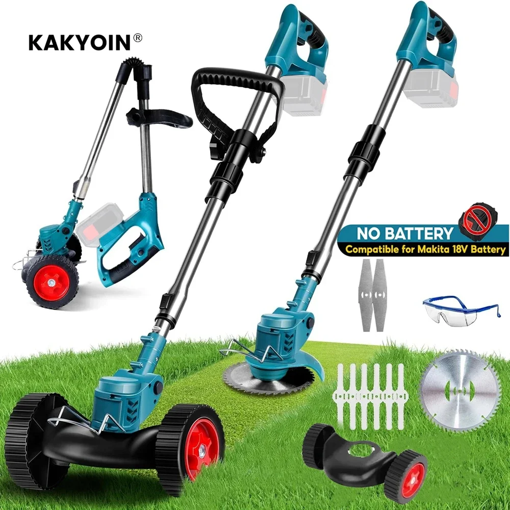

1850W Electric Lawn Mower Length Adjustable Handheld Cutter Cordless Garden Grass Cutting Trimmer For Makita 18V Battery