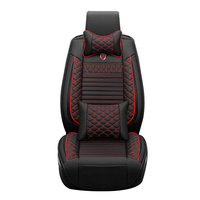 Car Seat Covers Front Row 2-Seats Headrest+Pillows PU Leather Cushion 1001 Universal Seat Cover