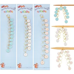 2 Pcs 0-9 Enamel Number Knitting Row Counter Chains Alloy Stitch Markers Row Counting Accessories for Knitting Crochet Tracking