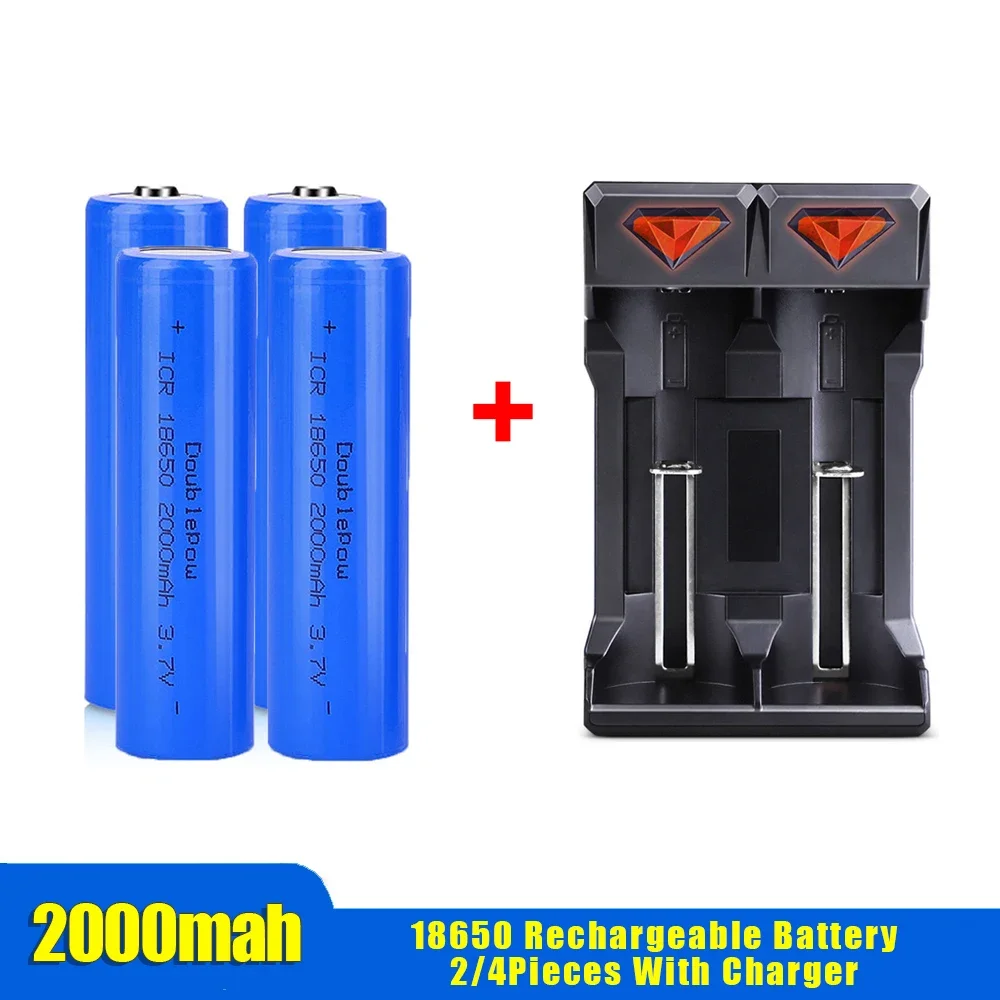 2000 мАч 18650 Lipo аккумуляторов с зарядным устройством 3,7 В 18650 литиевая аккумуляторная батарея для фонарика, микрофона, вентилятора фары 2000 мАч 18650 Lipo аккумуляторов с зарядным устройством 3,7 В 18650 литиевая аккумуляторная батарея для фонарика, микрофона, вентилятора фары