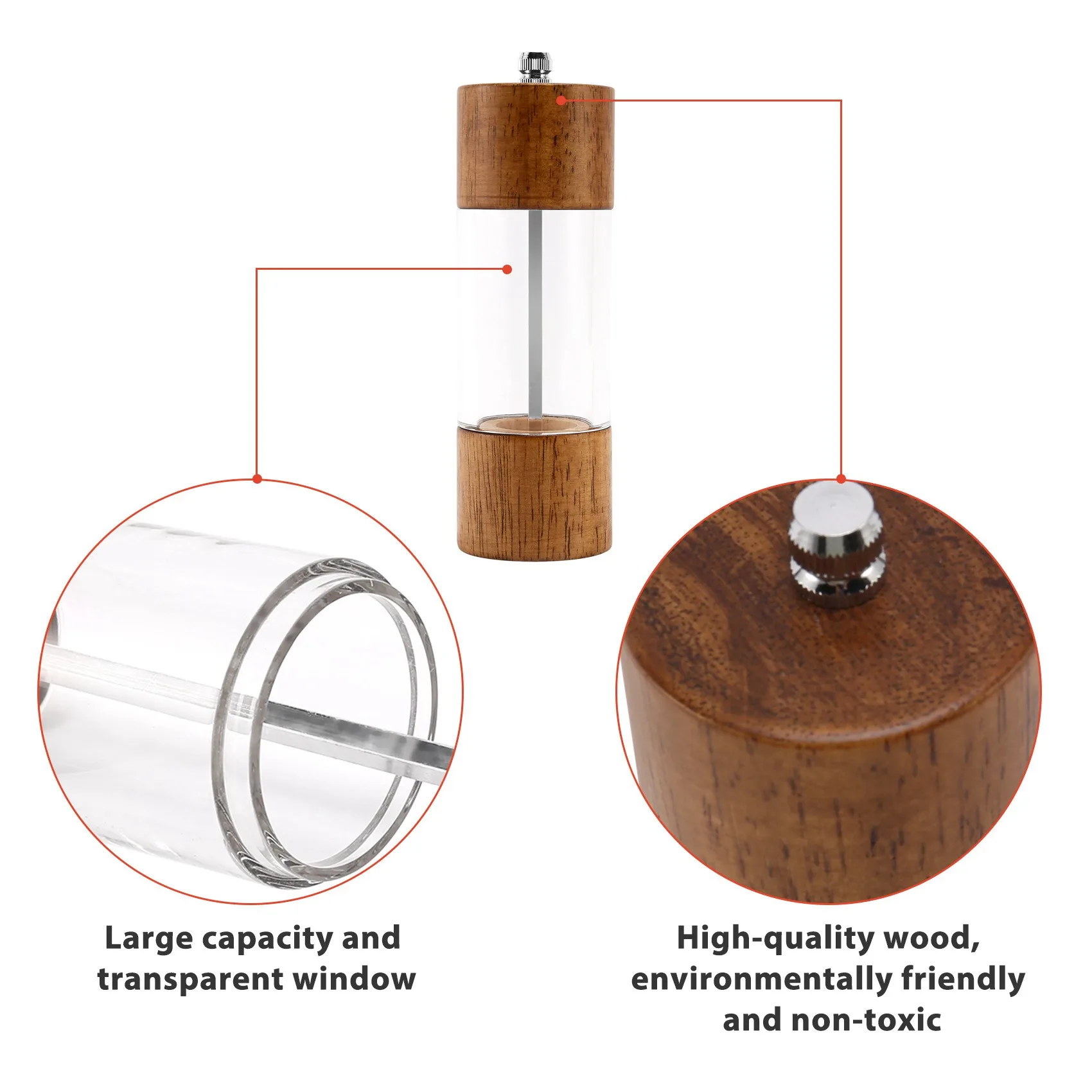 Veelzijdige pepermolen Transparante pepermolen Zoutmalen Kern Multifunctionele kruidenfles Cruet