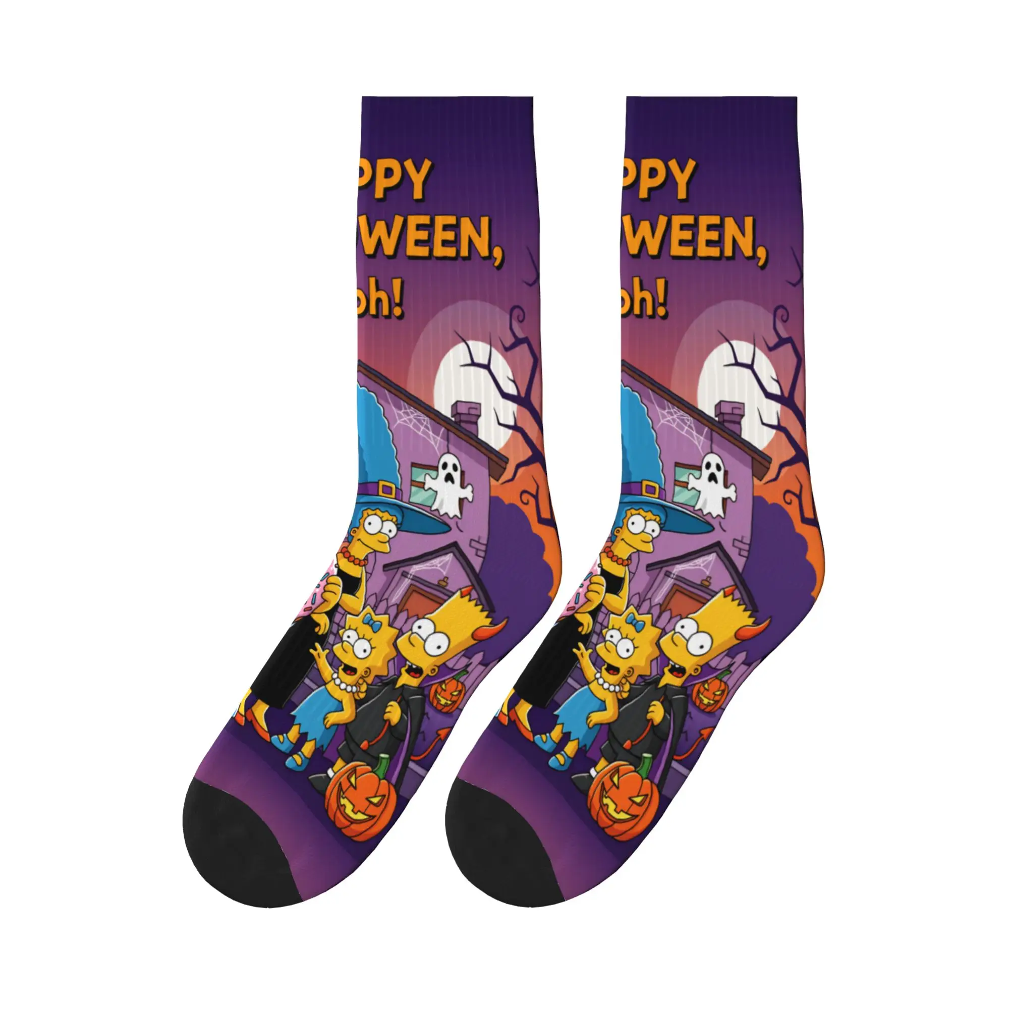 

Women Men Socks S-Simpsons Happy Halloween D'oh Family Stockings Non-Slip Warm Soft Socks Autumn Leisure Graphic Cycling Socks