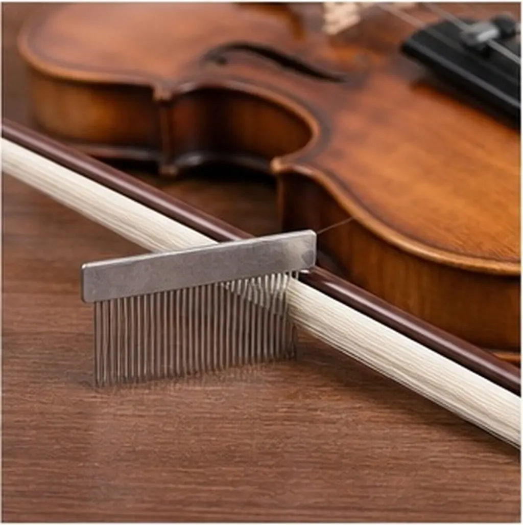 2Pcs Iron Bow Hair Combs Violin Bow Hair Comb Tool for Grooming Straightening Cleaning Erhu Viola Cello Bows Violin Bows