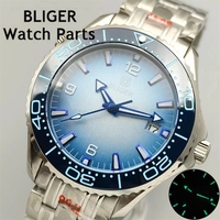 BLIGER 41mm round men's watch diving watch automatic mechanical stainless steel NH35 movement Green Luminous 10ATM waterproof