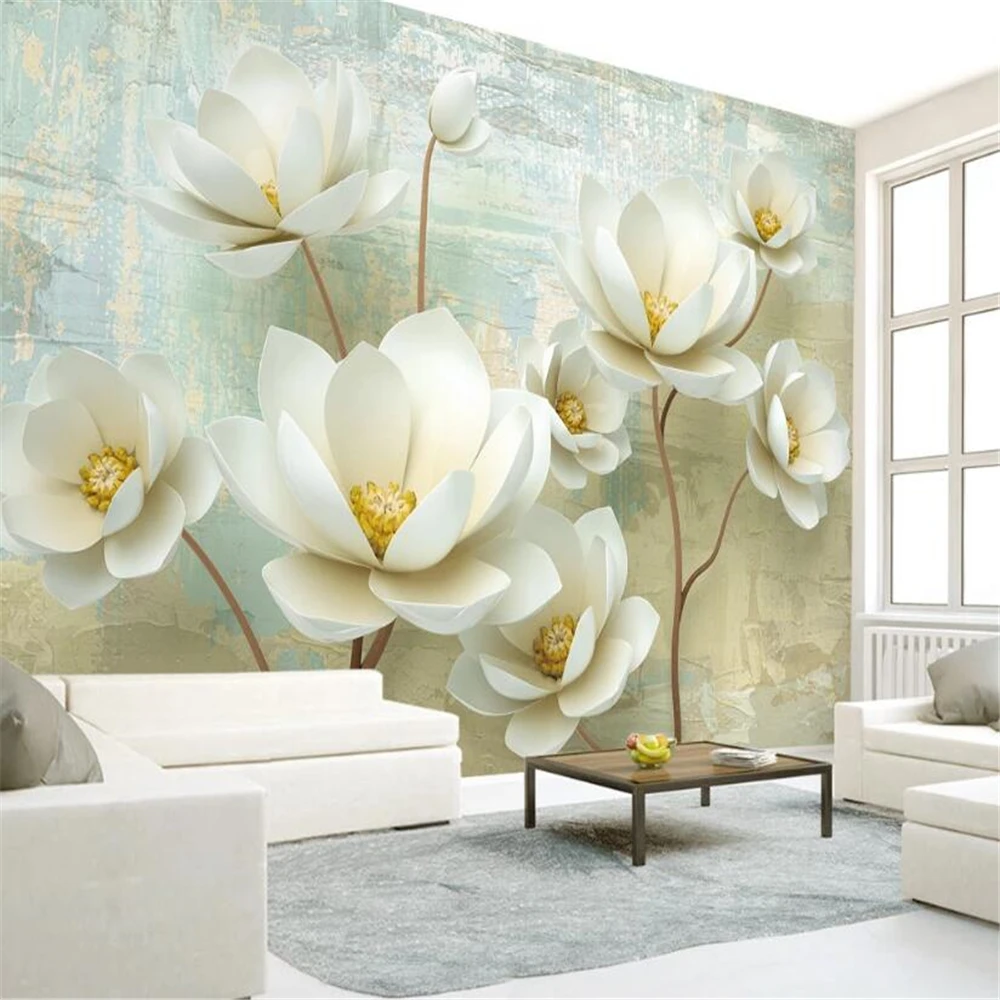 Custom papel de parede 3D Embossed flower wallpapers for living room blooming rich background mural wall paper home decorations