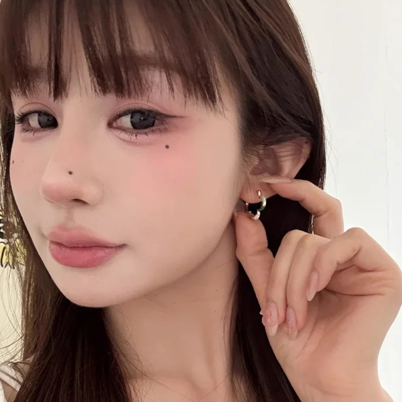 Foxanry متعدد الألوان قطرة الصقيل هوب أقراط للنساء الفتيات خمر بسيطة العصرية الحلو لطيف أنيقة هدايا مجوهرات الذكرى السنوية