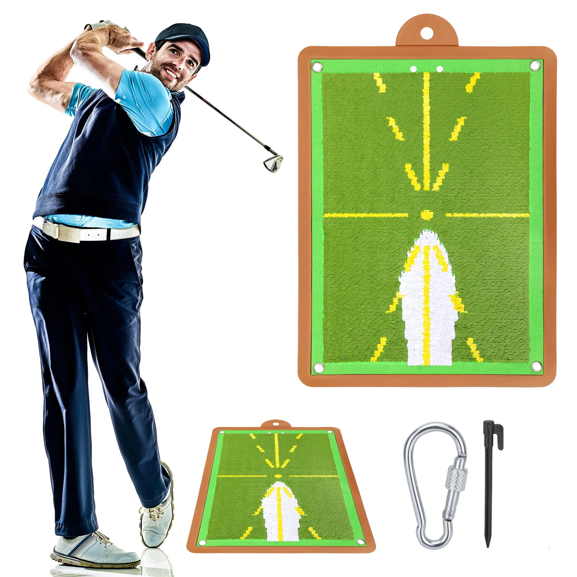 Golf Training Mat for Swing Detection Batting, Path Feedback Golf Swing Mat, Analysis Swing Path and Correct Hitting Posture