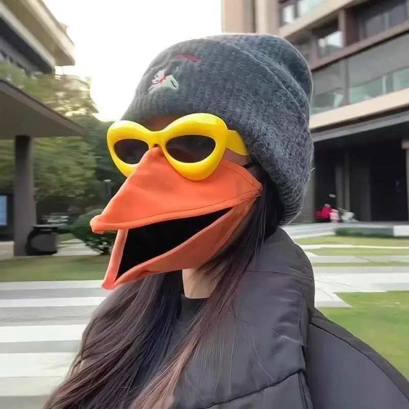 【Beautiful】1/2Pcs Creative Movable Animal Mask Breathable 3D Duck Bill Face Mask & Yellow Frame Glasses Breathable Funny Party