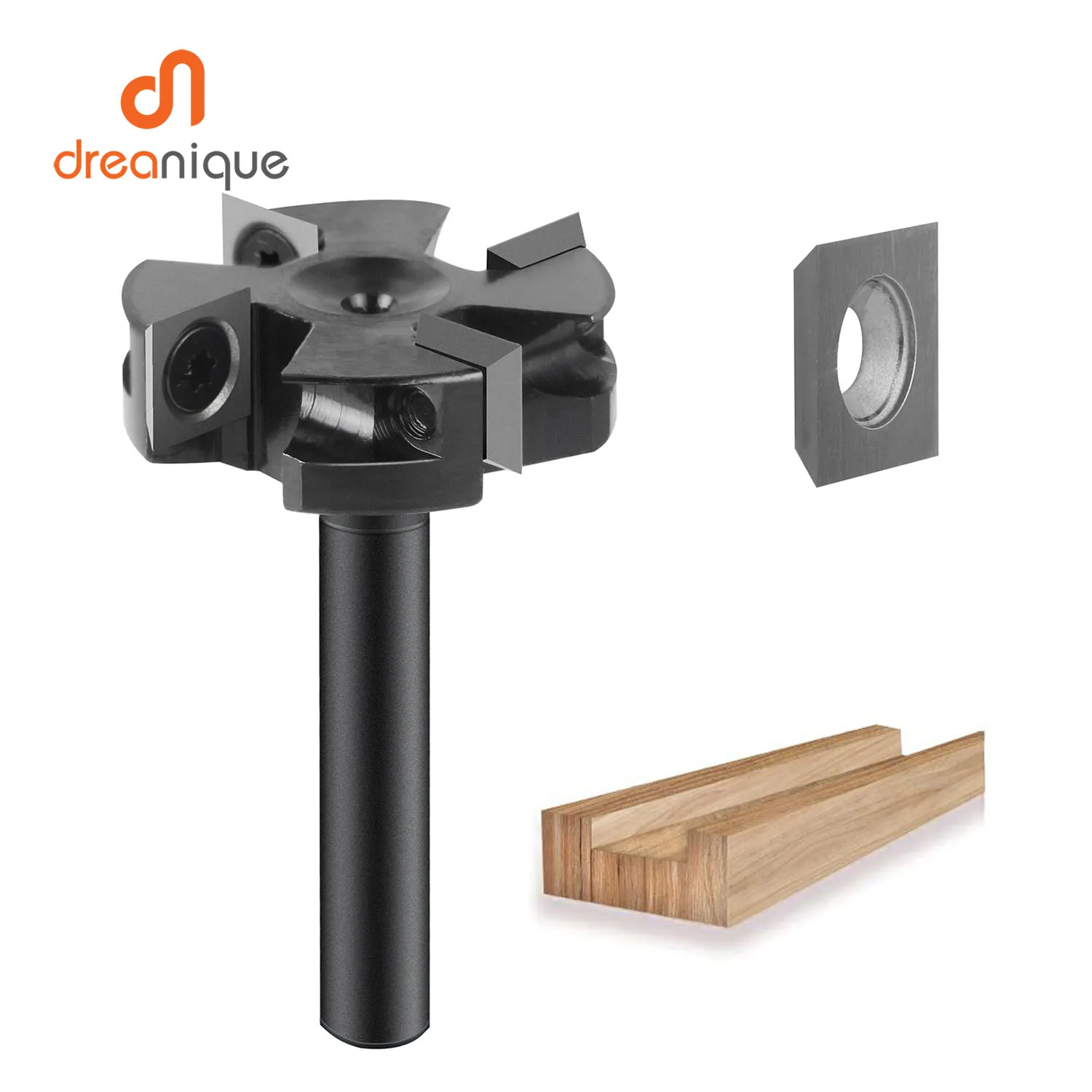 Dreanique Spoilboard Surfacing Router Planer Bit, 8mm Shank 40mm Diameter, 4-Wings Planing bit for Wood Slab Flattening