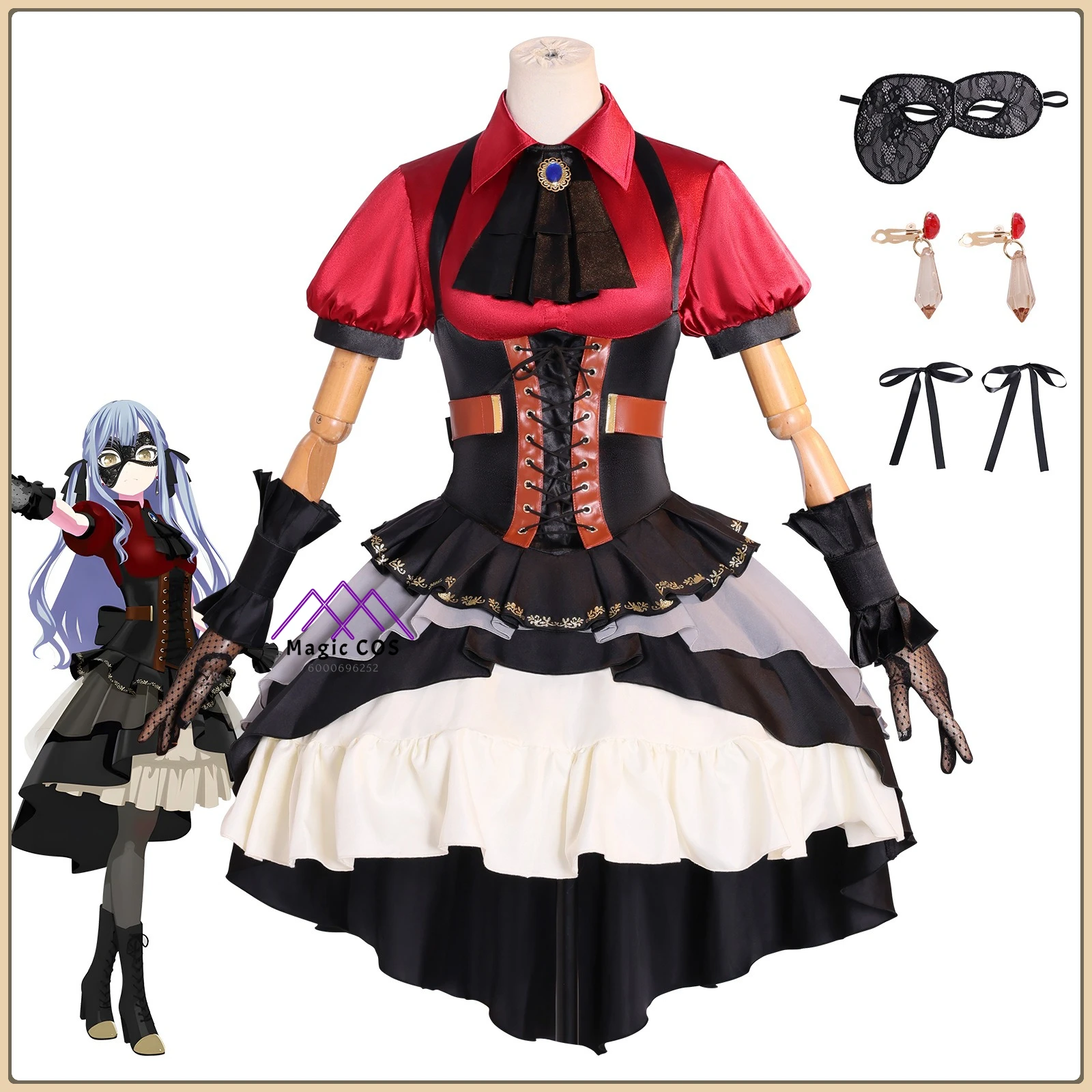 

BanG Dream! AveMujica Toyokawa Yoshiko Cosplay Costume Women's Ruffled Lace Suit High Quality Anime Outfit for Comic Con Party