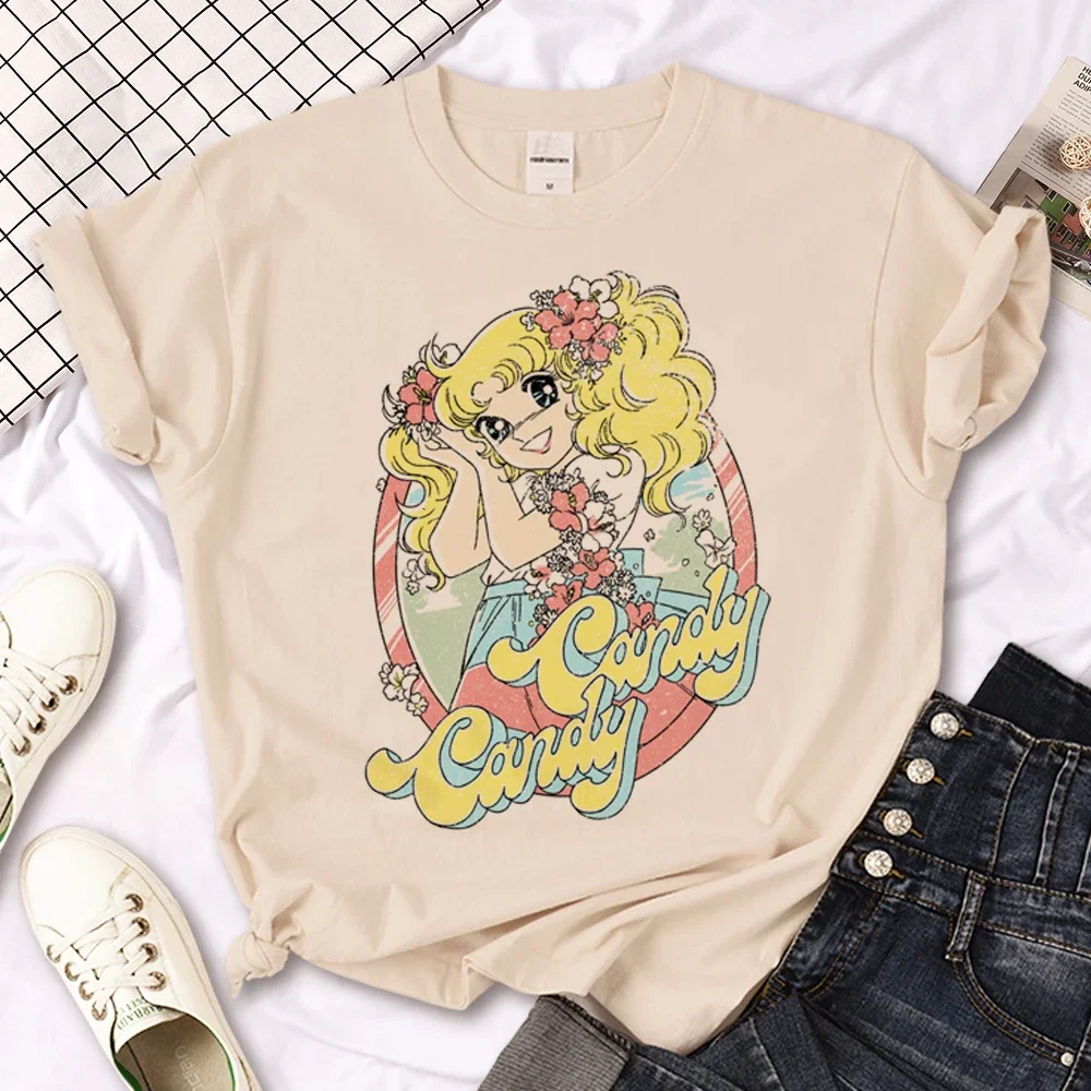 Candy Candy Tee women Y2K t-shirts female anime streetwear 2000s clothing, women T Shirt Printed Tops Tee Harajuku Female image 4