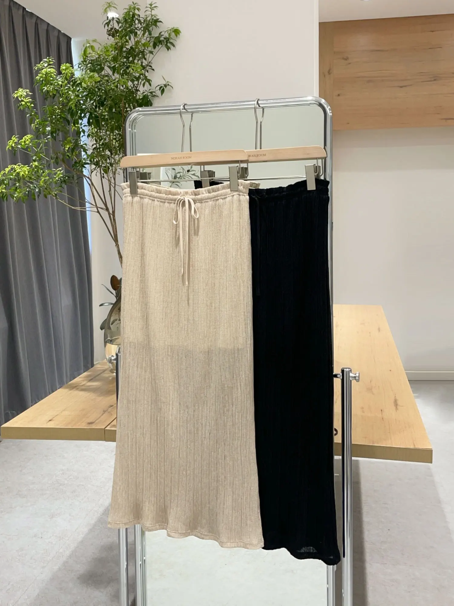 Nok Xiaola Authentic  Brand JC Texture Striped Drawstring Half Skirt Korean Style High Waist Straight Tube Skirt
