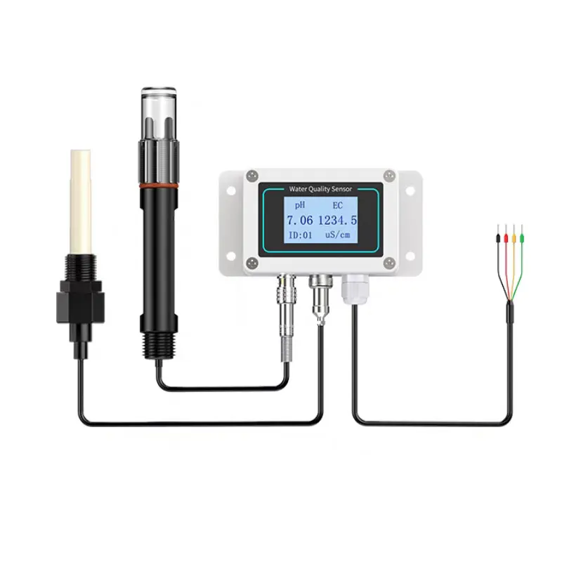 RS485 pH EC transmitter ph conductivity meter 2 in 1 sensor Modbus RTU industrial wastewater electrode Agriculture aquaculture