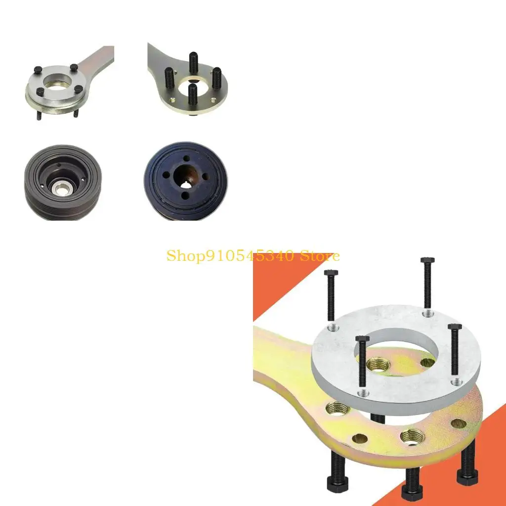 U2JA Front Engine Repair Holding Wrench Kit for EJ Service, Manual Crank Pulley Tool with Spacer Piece and 8 Bolts for Oil Seal