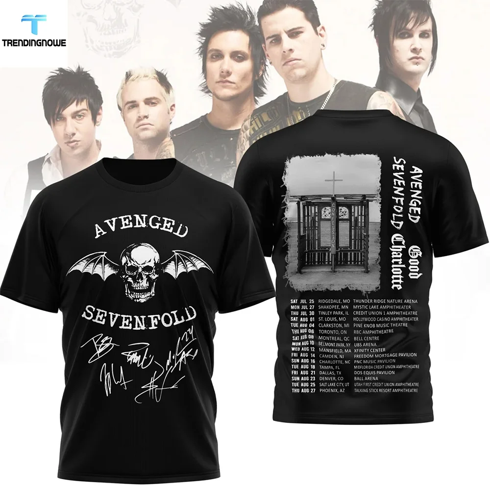 Avenged Sevenfold Good Charlotte Tour 2026 T Shirt Double Sided Print Rock Band Skull Graphic Tee Men Women Cotton Short Sleeve