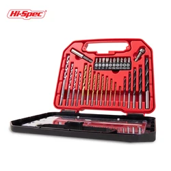 Hi-Spec Red Twist Drill Bit Set Titanium Coated HSS Drill Bits Power Tool Accessory Kit for Wood Masonry Cement Plastic Drilling