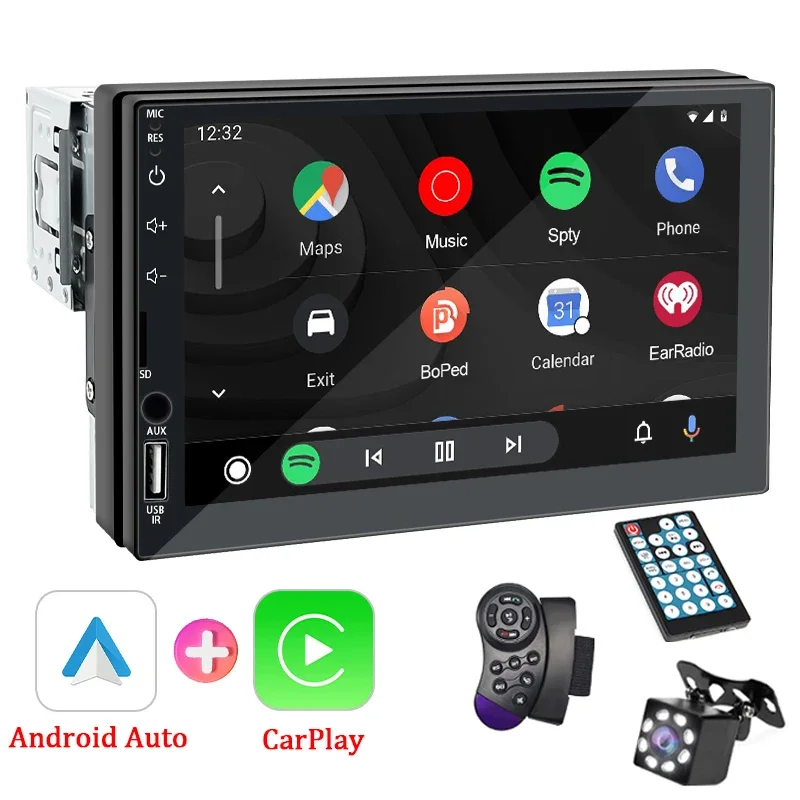 

1 Din Car Radio Multimedia Player 7‘’ HD Touch Screen Wired Carplay Android Auto Bluetooth MirrorLink Universal Autoradio