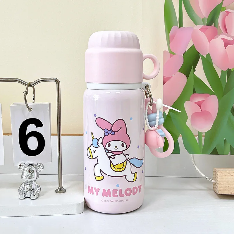 450ml Kuromi Cinnamoroll Pochacco Stainless Steel Cups With Straw Water Bottle For Kids Sanrio Students Thermos Cup Cup Tumblers