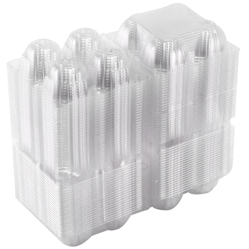 

50Pcs Plastic Egg Cartons Bulk Clear Chicken Egg Tray Holder For Family Pasture Chicken Farm Business Market- 4 Grids