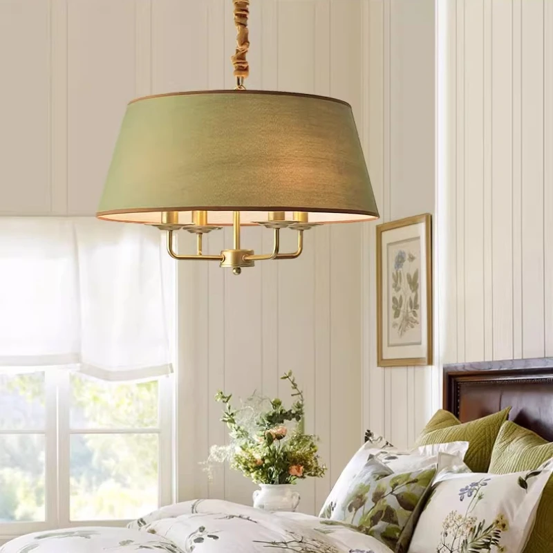 الأمريكية الأسود/الذهب الحديد المطاوع قلادة أضواء استدارة النسيج مصابيح معلقة غرفة المعيشة غرفة نوم مطعم المطبخ الثريا