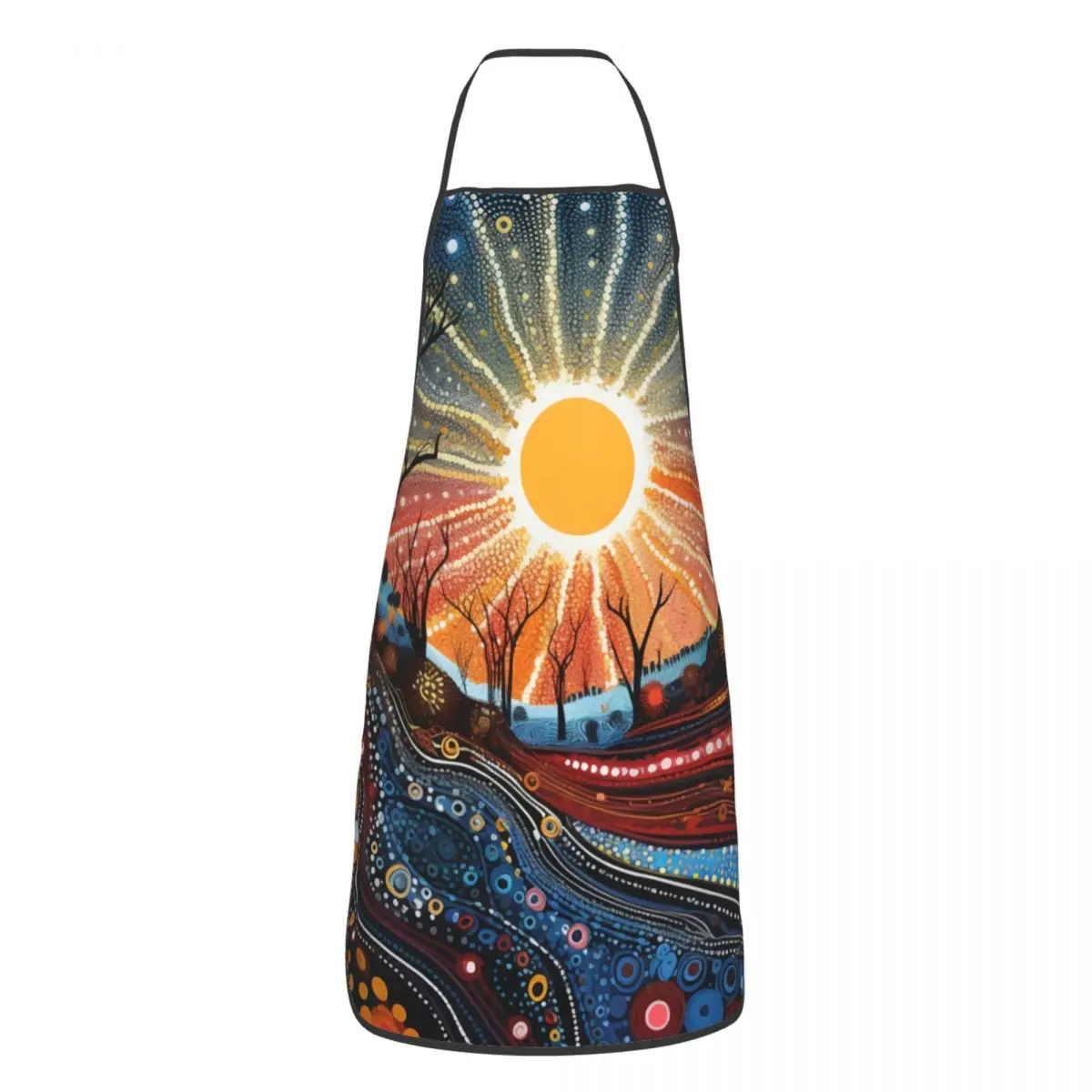 Custom Unisex Australian Aboriginal Dot Art Bib Apron Adult Women Men Chef Tablier Cuisine for Cooking Kitchen Painting