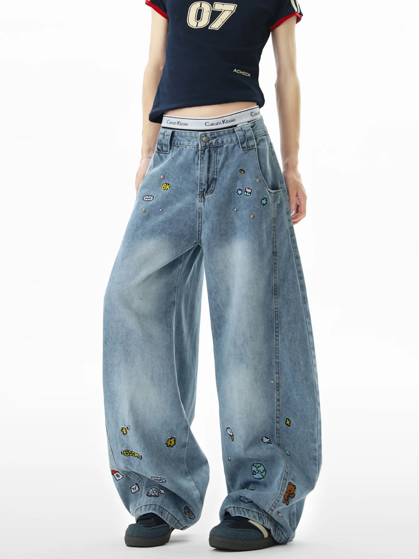 

Мужские джинсы свободного кроя с принтом, прямые, из денима, в уличном стиле, осенние, модные, повседневные, износостойкие