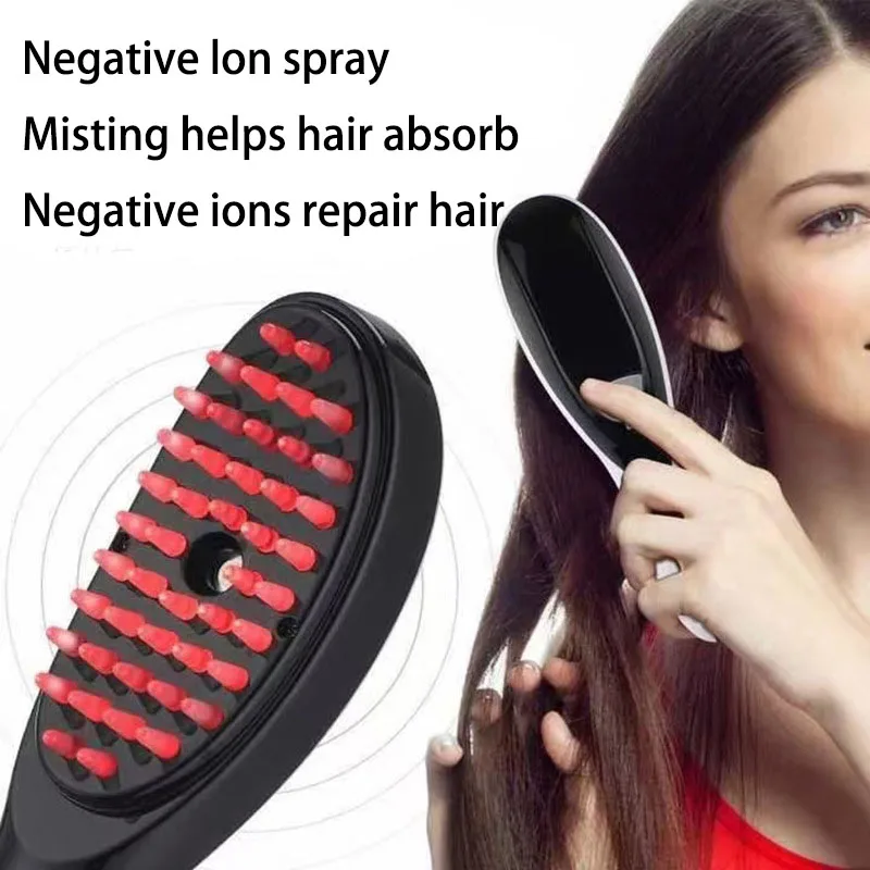 Alwafore Electric Massage Comb Blue Red Light Therapy Vibration Hair Massage Scalp Brush Negative Ion Spray Hair Growth Massager