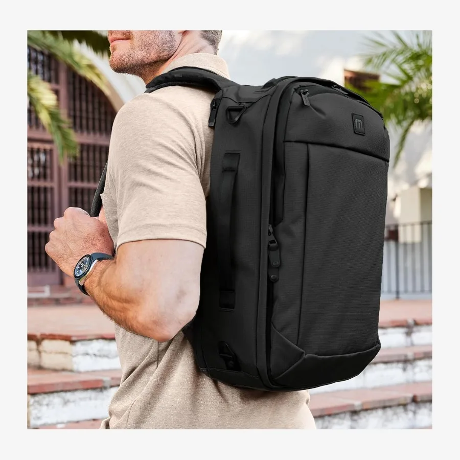 حقيبة ظهر/حقيبة سفر قابلة للتحويل الجانبي من TravisMathew مع حجرة كمبيوتر محمول وأكمام عربة باللون الأسود #3