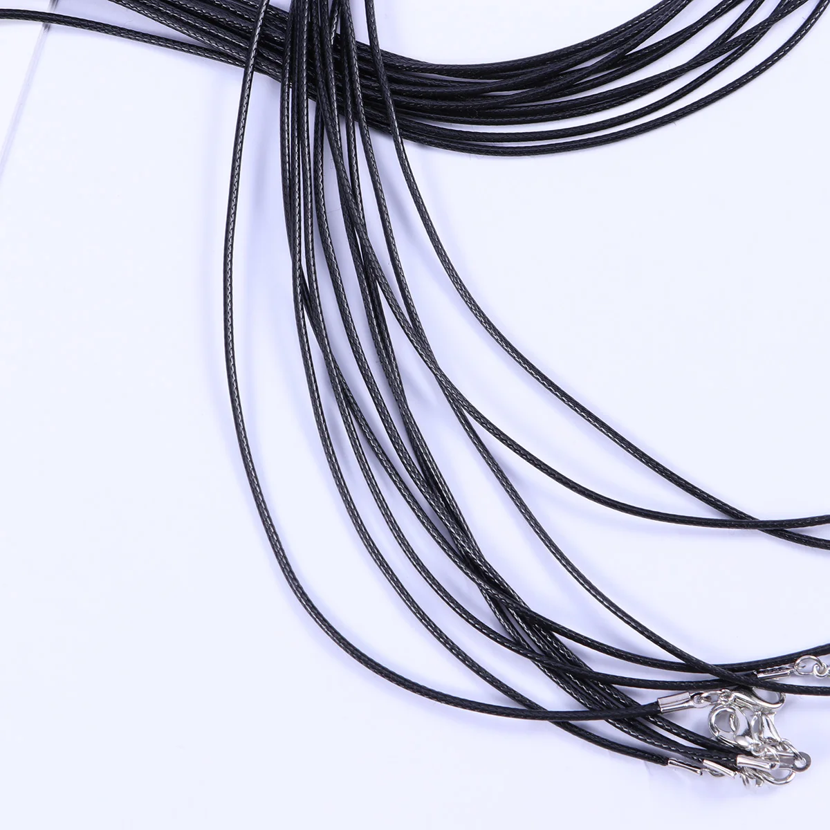 

10pcs Fashion Black Wax Line Necklace Pendant Charm Cord beads DIY String Strap Rope Lobster Clasp Jewelry Chain(Black)