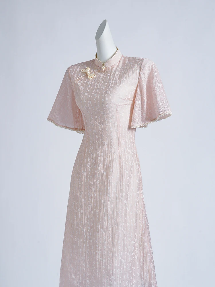 

Slimming Young Sle Dr Pink Color Hide Belly Button Design Mid-Length Vintage Flared Skirt for Women