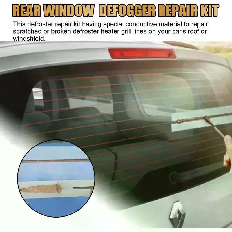 Car Rear Window Defogger Repair Kit DIY Quick Repair Fix Heater Glass Lines Defroster Grid Kit Scratched Broken Defroster Grid