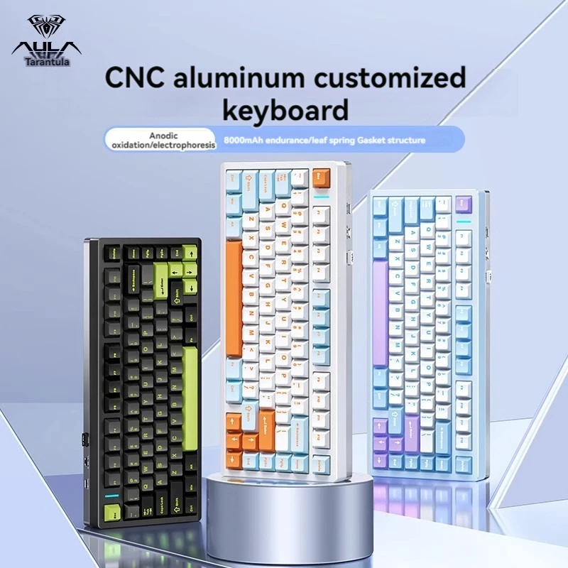 

AULA M75 Mechanical Keyboard Aluminum Alloy Customized Tri-mode Wired/2.4G/Bluetooth GASKET Structure RGB Gaming Office Keyboard