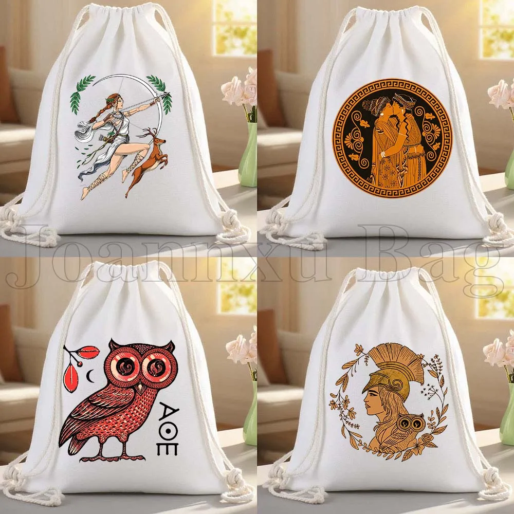 

Ancient Greek Athenian Amphora Athena Owl Greece Gifts Canvas Drawstring Bag Soccer Backpack Gym Yoga Sackpack Sports String Bag
