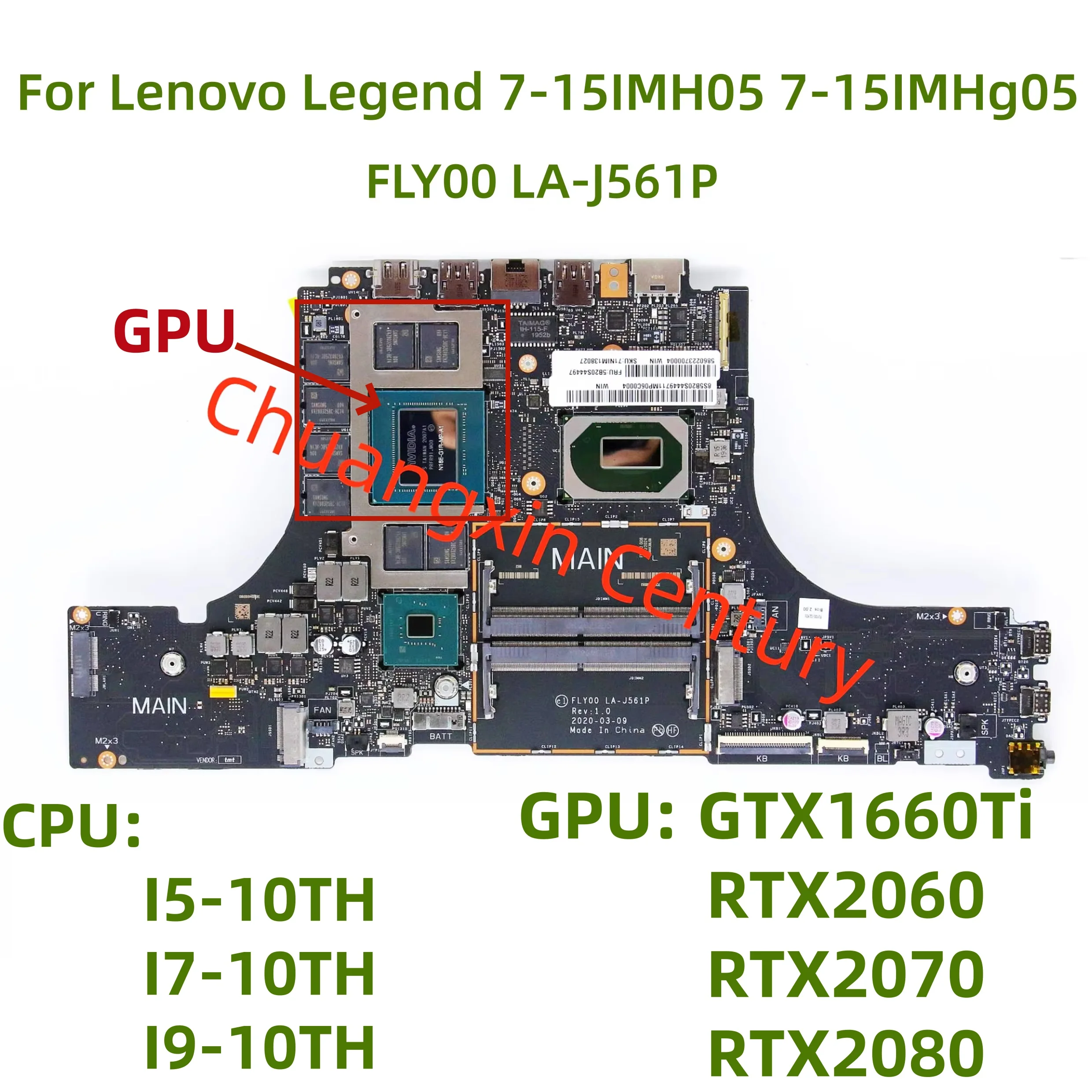 

Материнская плата LA-J561P для ноутбука Lenovo Legion 7-15IMH05 с процессором: I5 I7 I9-10th Gen, графический процессор: GTX1660Ti/RTX2060/RTX2070/RTX2080 6G/8G