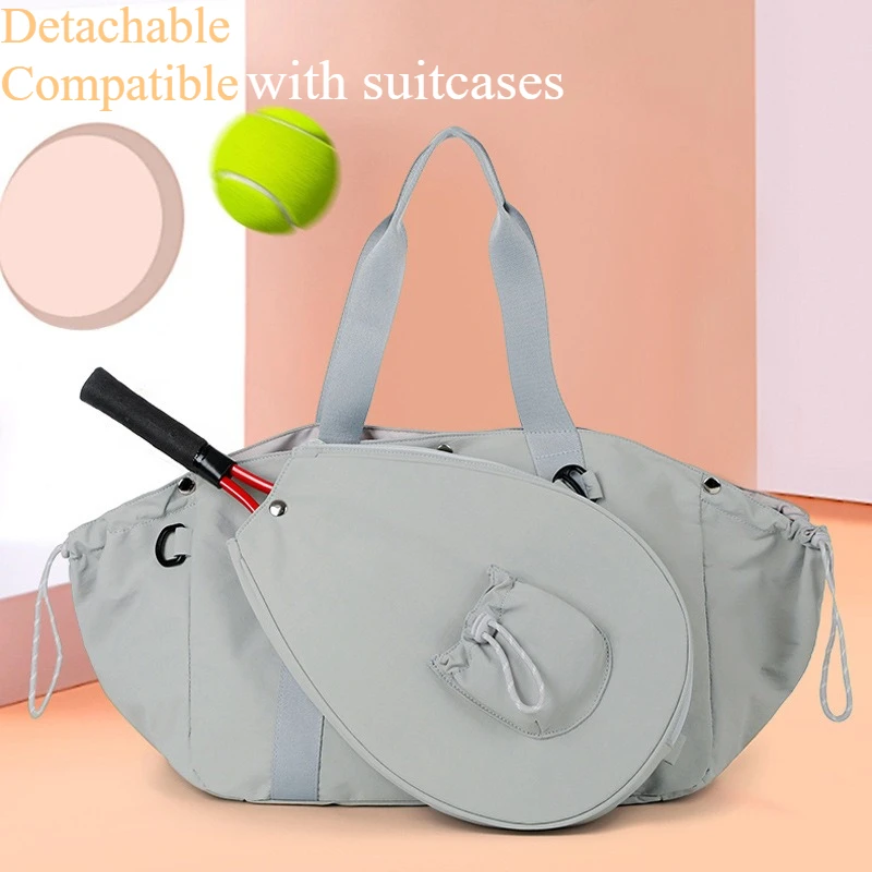 Tennis Badminton Racket Bag,Split Compartment Handheld Gym Sports Bag,Travel Carry Fits Trolley Handle for Pickleball Men Women