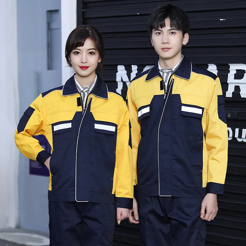 男性用安全作業服 反射ストライプ付き 工場作業用つなぎ服 耐摩耗性 機械溶接 道路作業員ユニフォーム