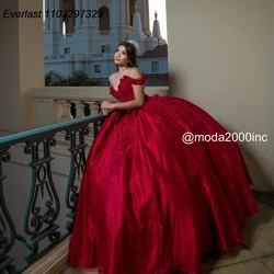 EVLAST Customized Burgundy Quinceanera Dress Ball Gown Lace Applique Beading Mexico Corset Sweet 16 Vestido De 15 Anos TQD949