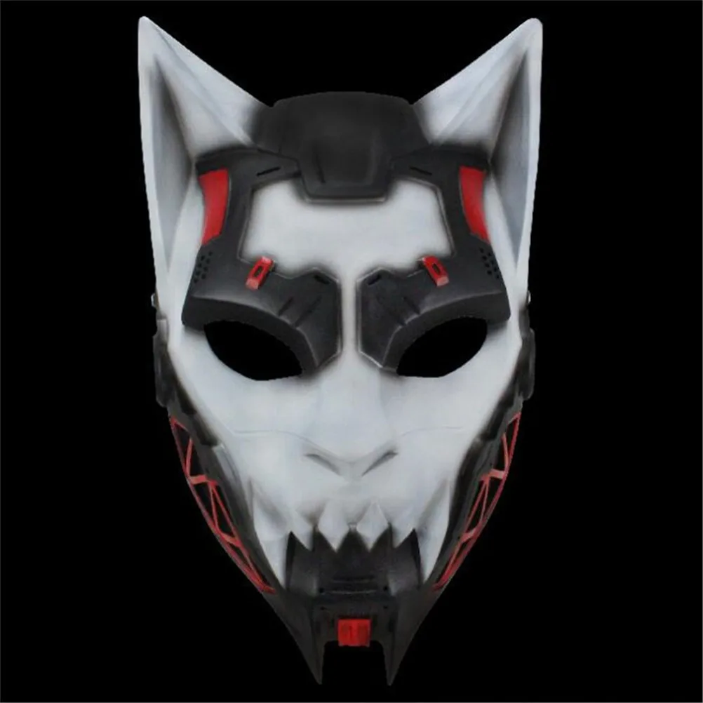 

Mechanical Punk White Wolf Mask Resin Face Mask Holiday Character Dress Up Ball Party